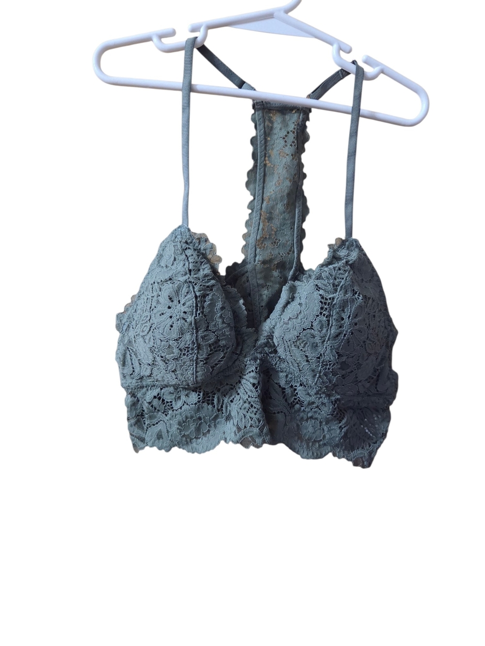 aerie Lace Racerback Bralette in Olive Green